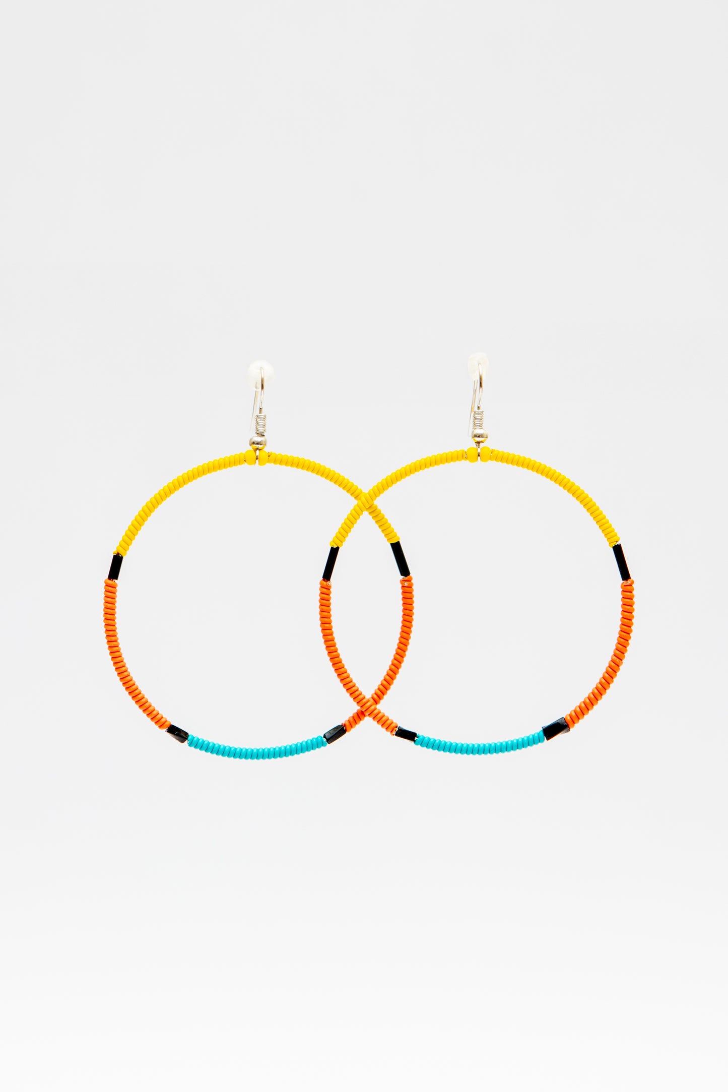 Large Creole Earrings - Yellow, Orange & Teal