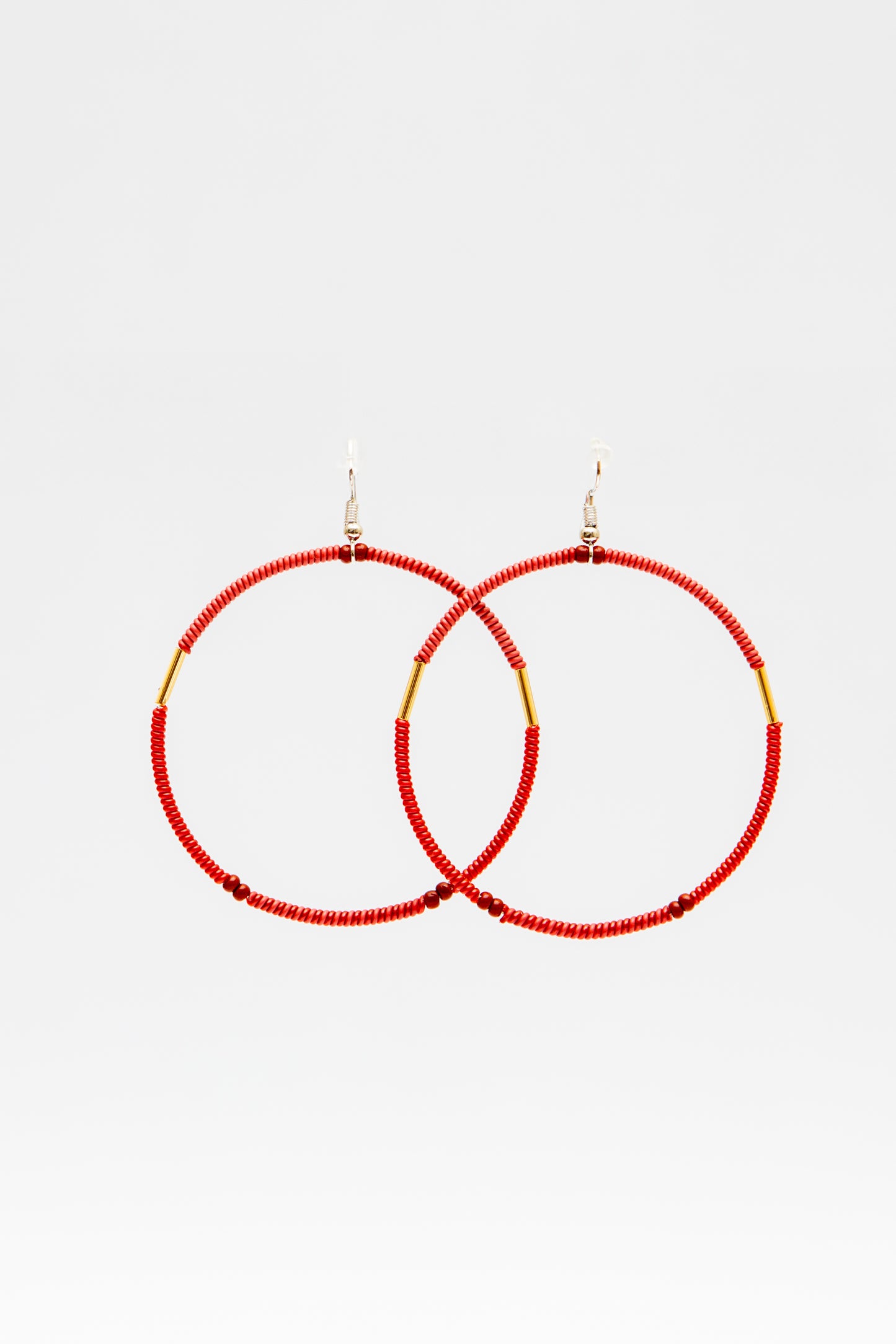 Large Creole Earrings - Red