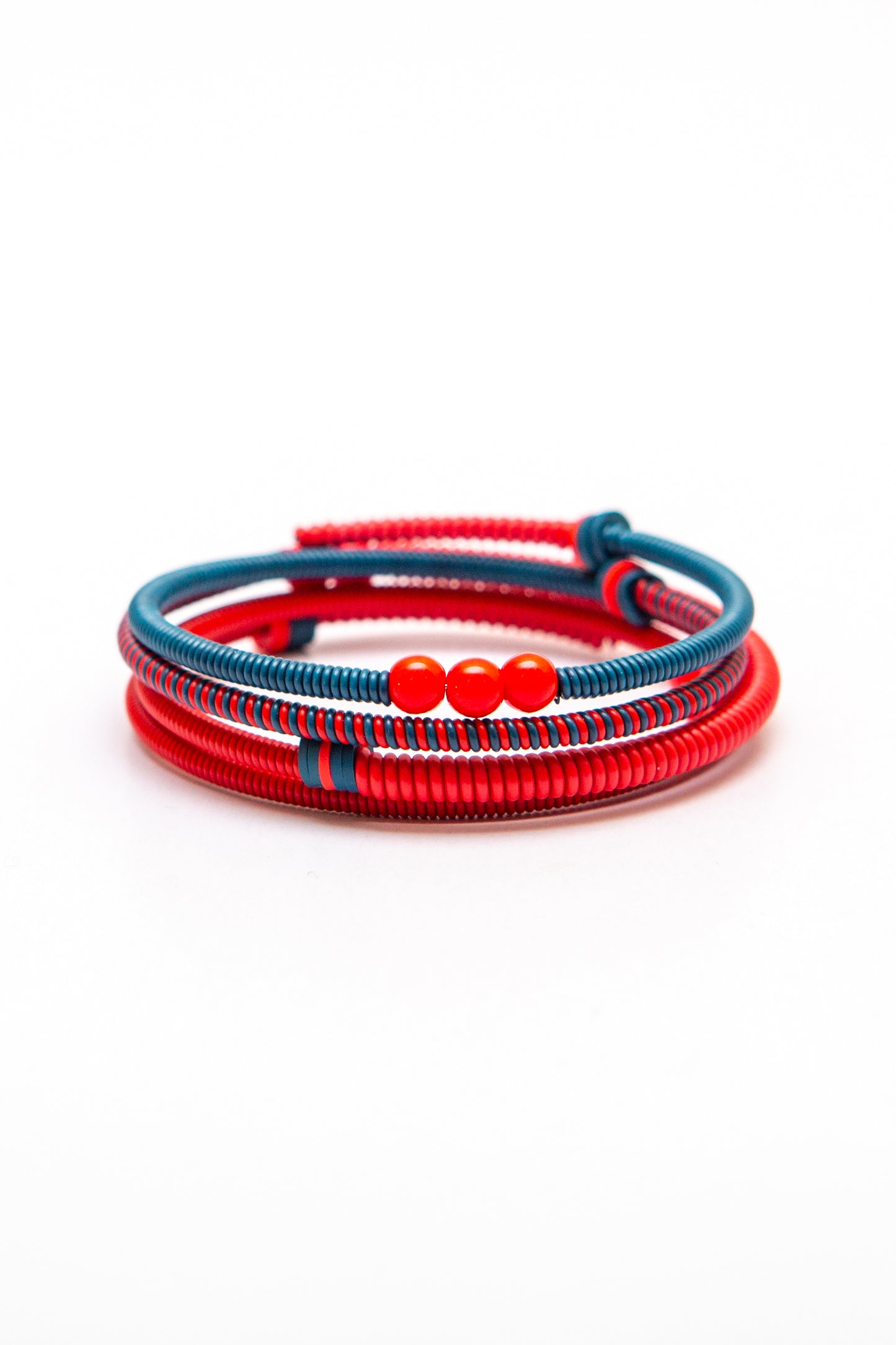 Triple Snake Bracelet - bracelet red and navy