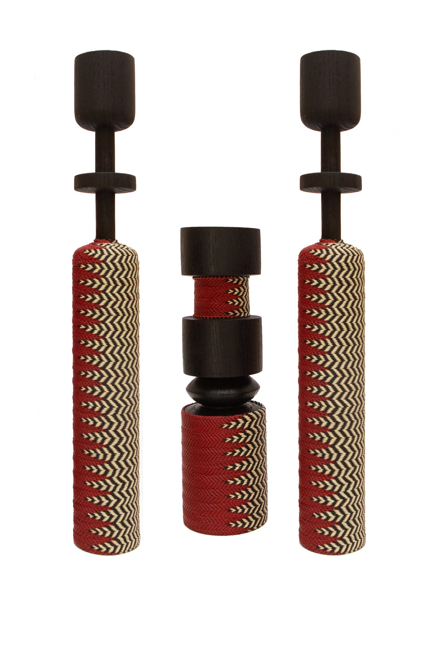 Large Ladies and Medium Chunk Masai Red, Black and Cream Chevron Pattern