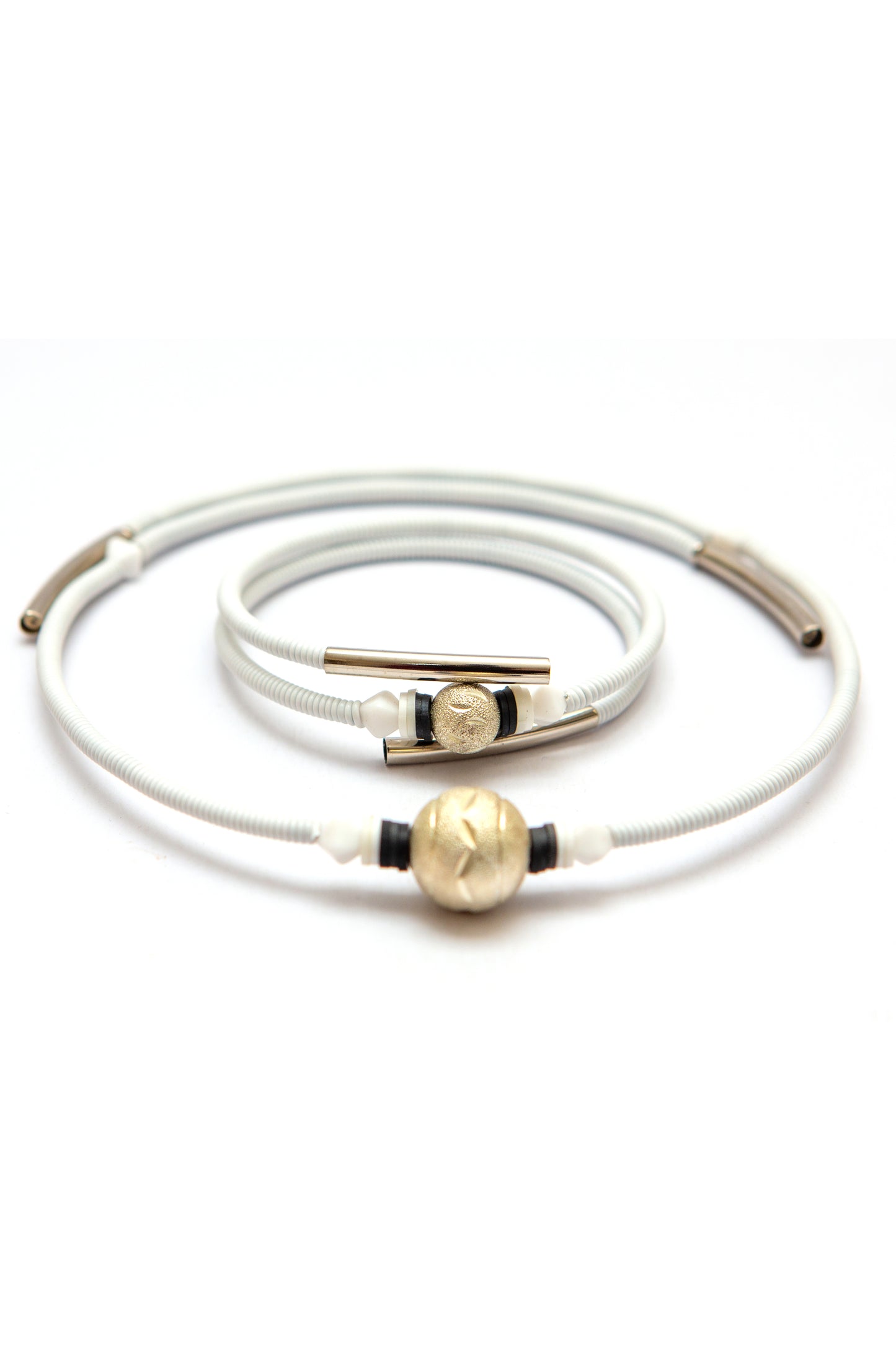 Double snake bracelet with choker-set, white