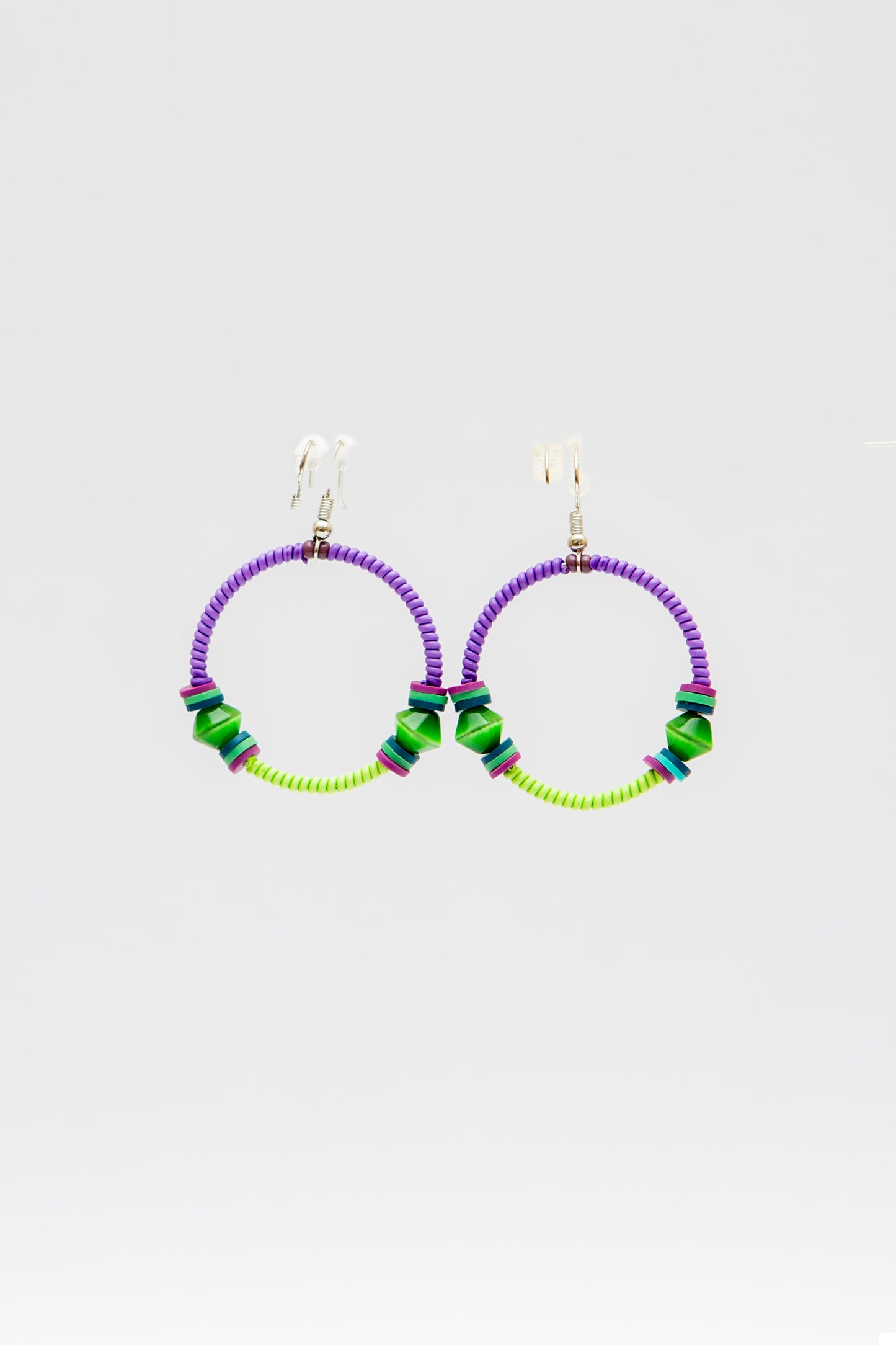 Small Creole Earrings - Purple Lime
