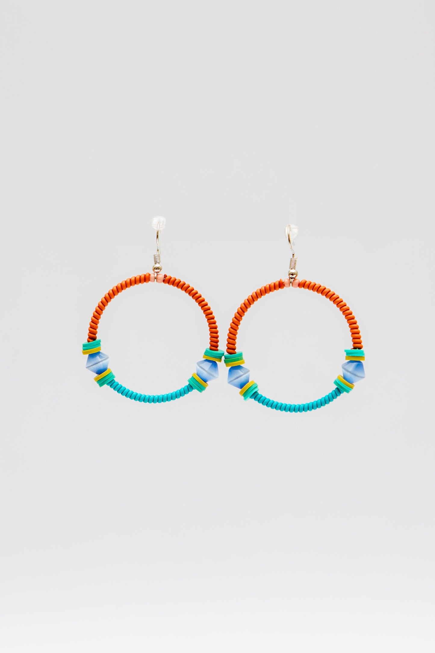 Small Creole Earrings - Terracotta Turquoise