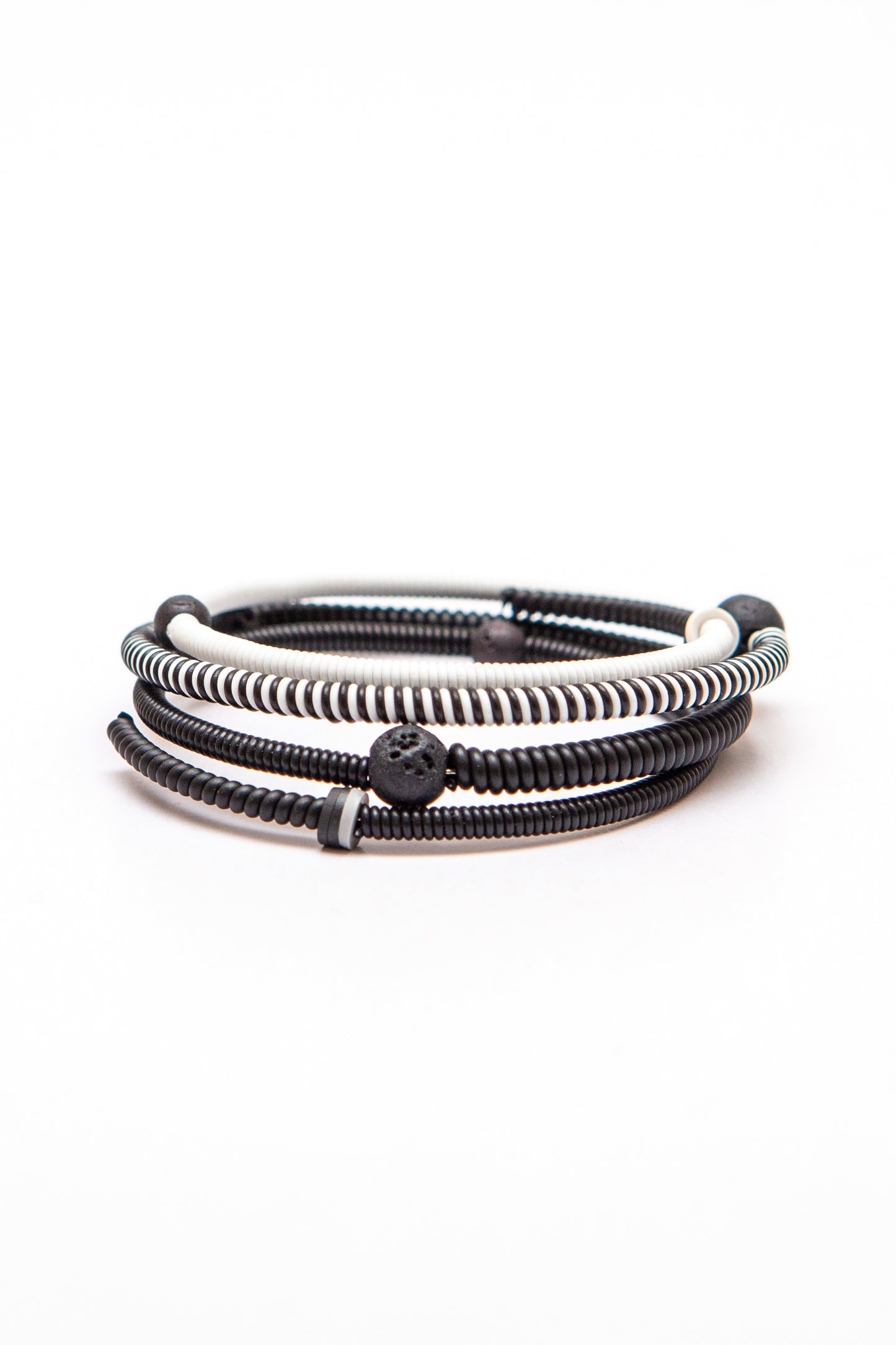 Triple Snake Bracelet - black, white and lava