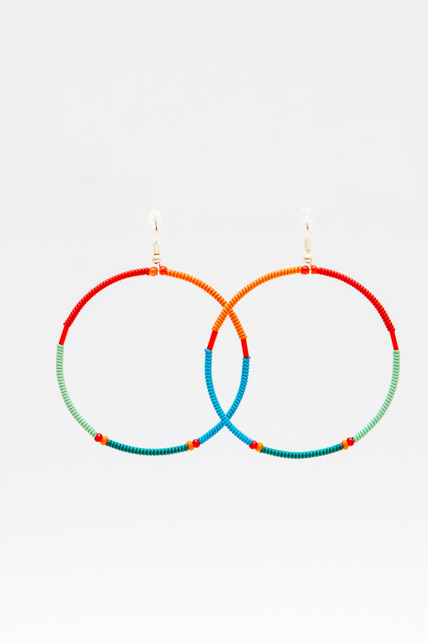 Large Creole Earrings - Orange Green