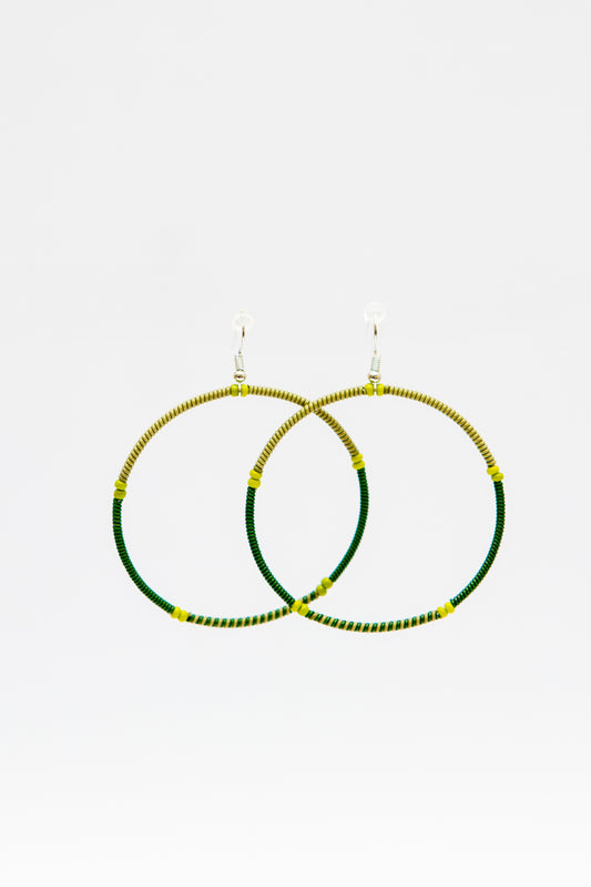 Large Creole Earrings - Greens