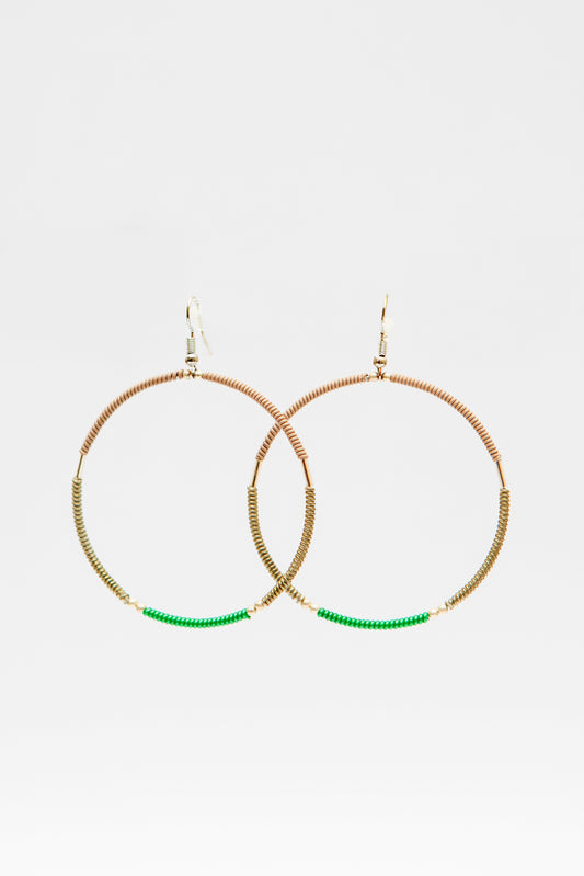 Large Creole Earrings - Stone Green