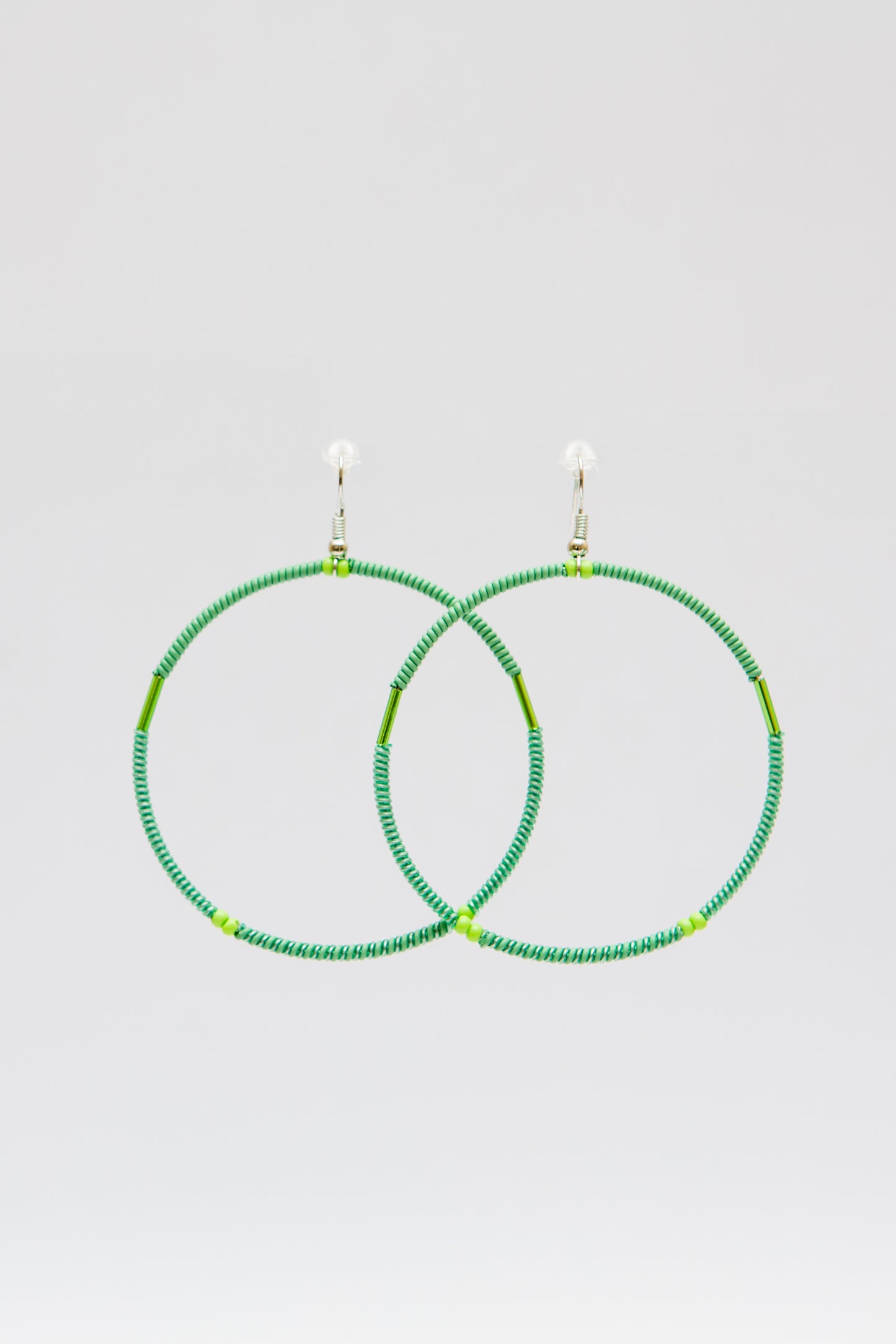 Large Creole Earrings - Bright Greens