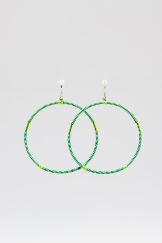 Large Creole Earrings - Bright Greens