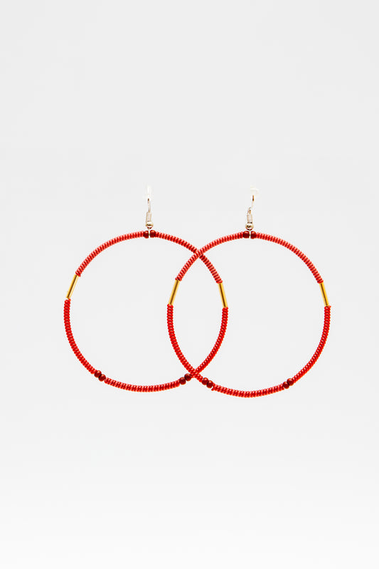 Large Creole Earrings - Red