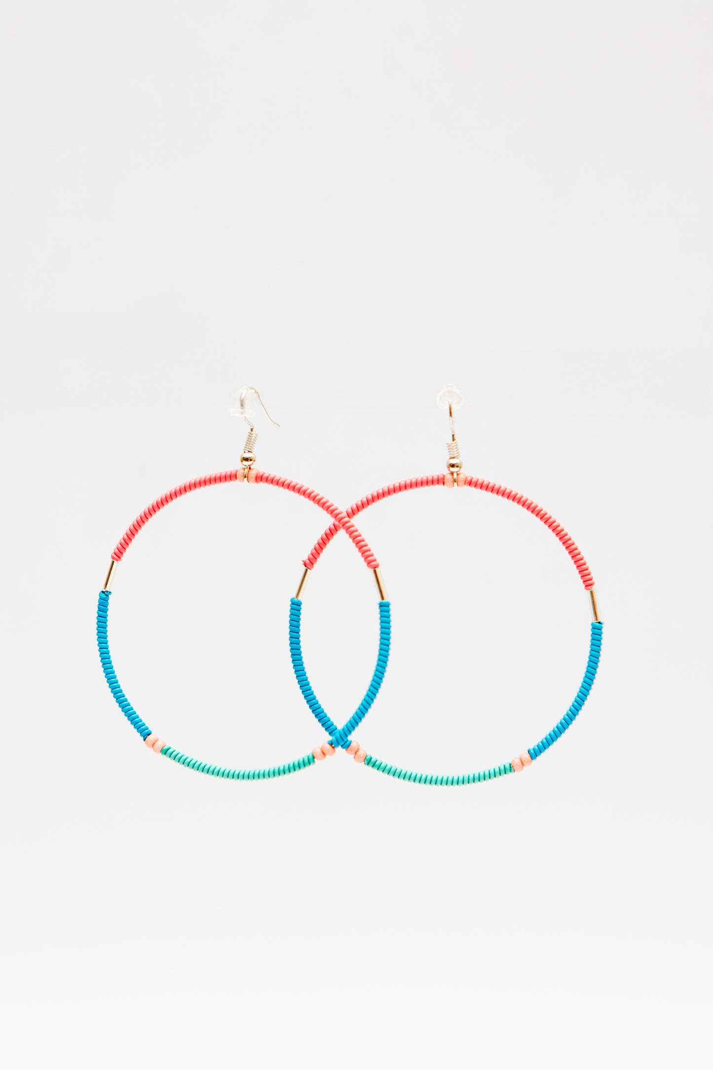 Large Creole Earrings - Coral Blue