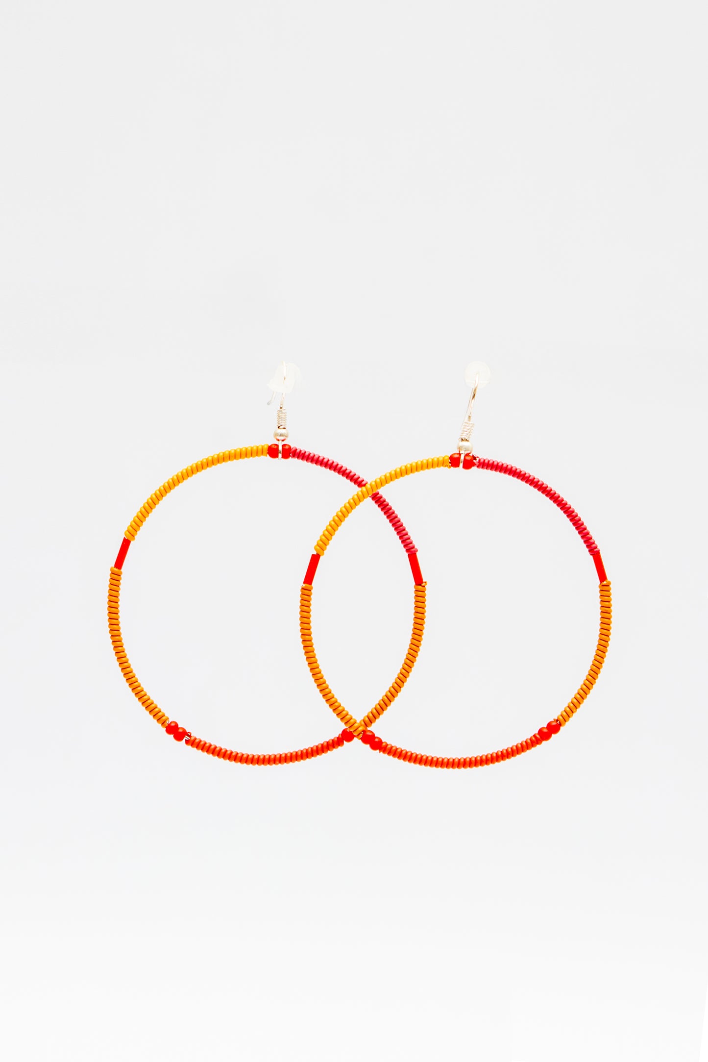 Large Creole Earrings - Orange Red