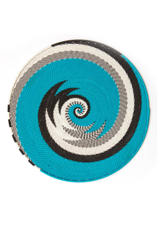 Underplate Swirl Black White and Turquoise