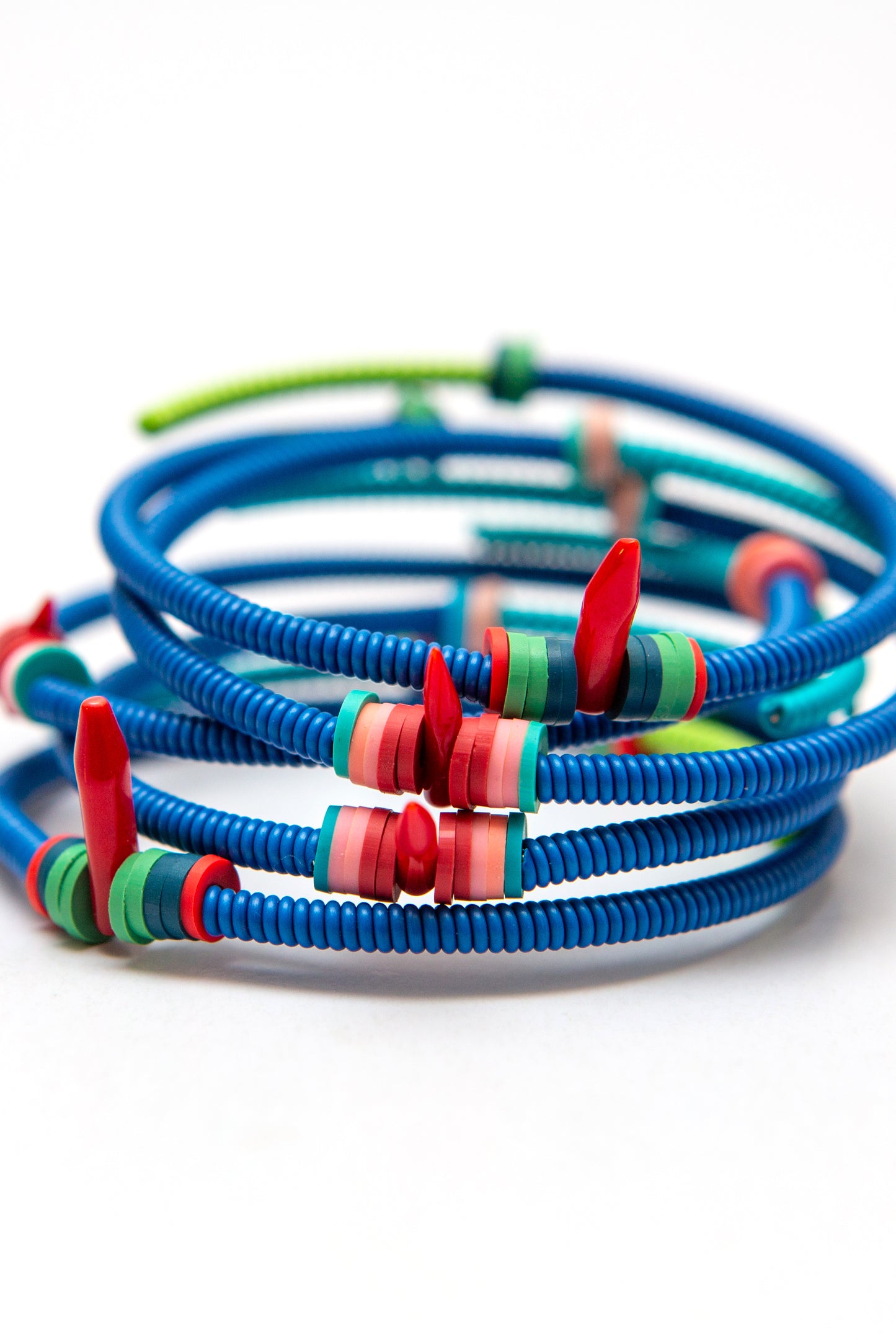 Single Snake Bracelet - set of 5, blue