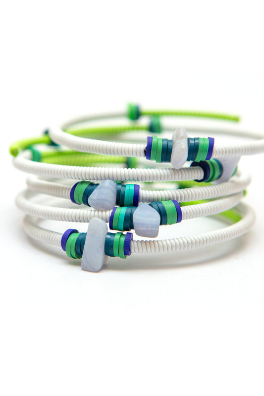 Single Snake Bracelet - set of 5, white