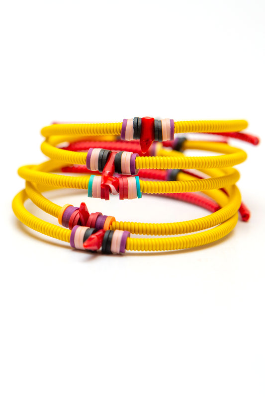 Single Snake Bracelet - set of 5, yellow