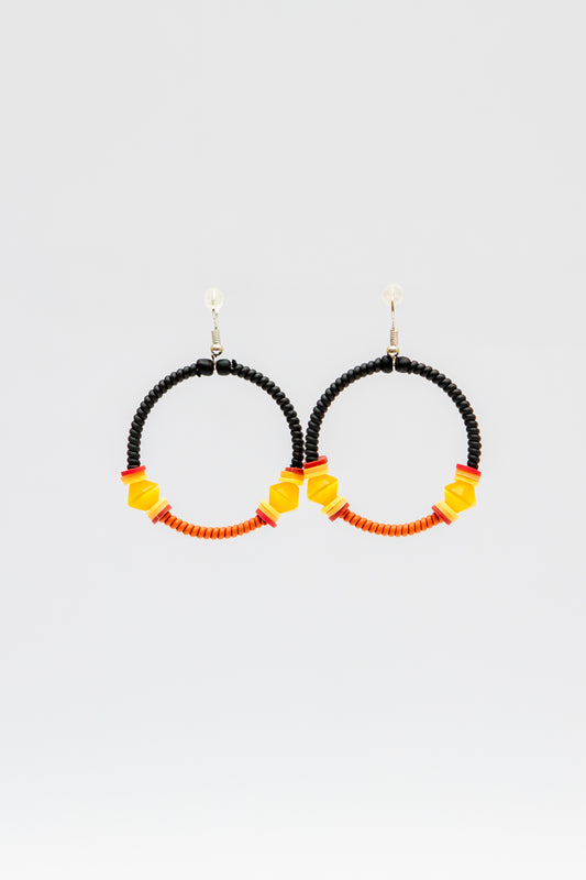 Small Creole Earrings - Black Terracotta