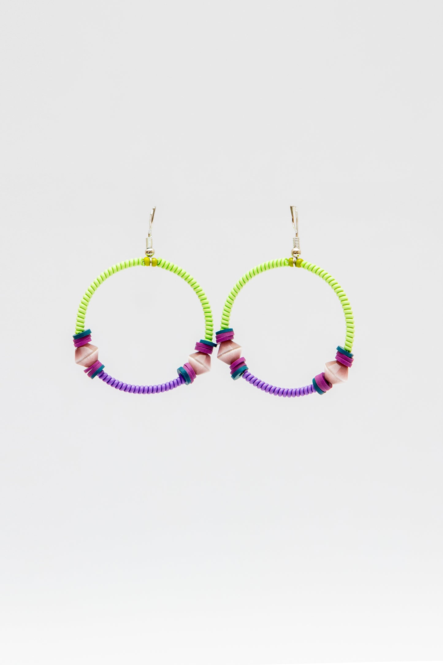 Small Creole Earrings - Lime Purple
