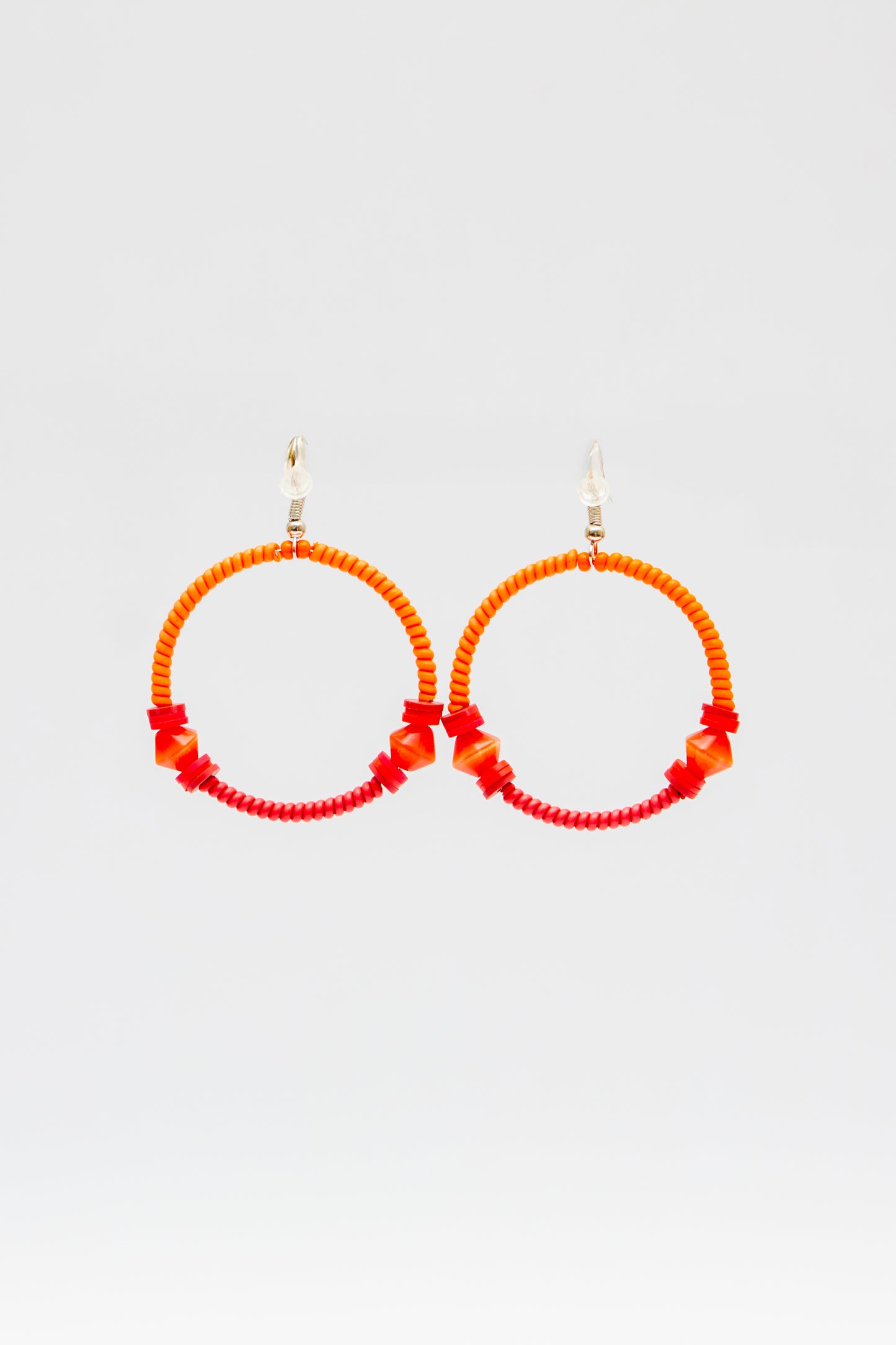 Small Creole Earrings - Red Orange