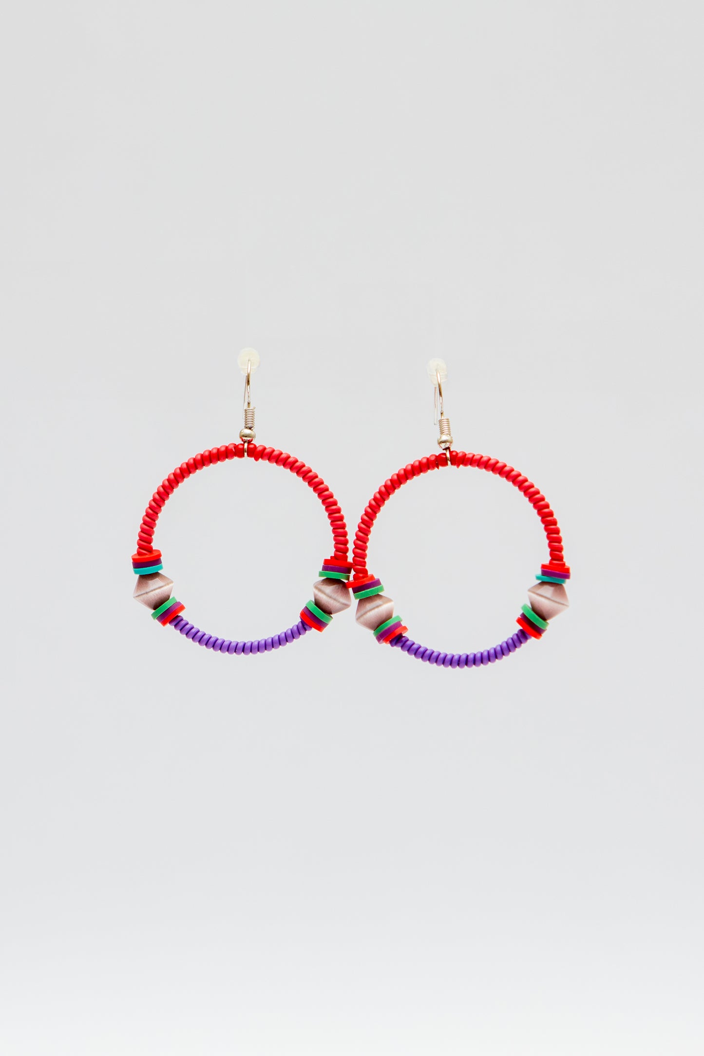 Small Creole Earrings - Red Purple
