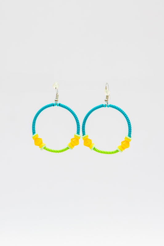 Small Creole Earrings - Turquoise Lime