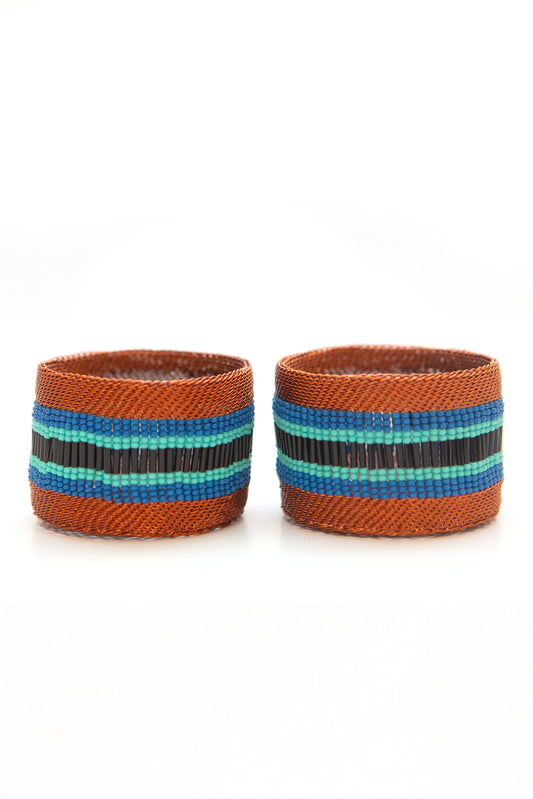 Copper Tealight Holder Blue Black