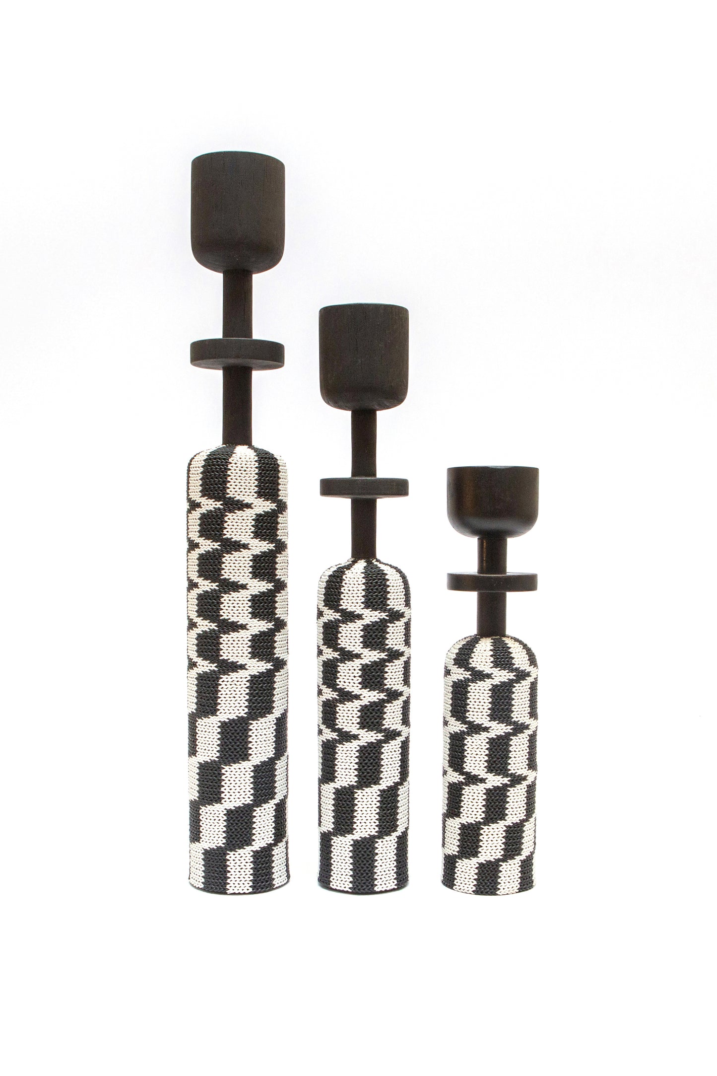 Large, Medium and Small Ladies Black and White Chess Pattern /Trio