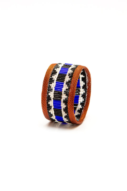 Zulu copper cuff wide, black, blue and silver