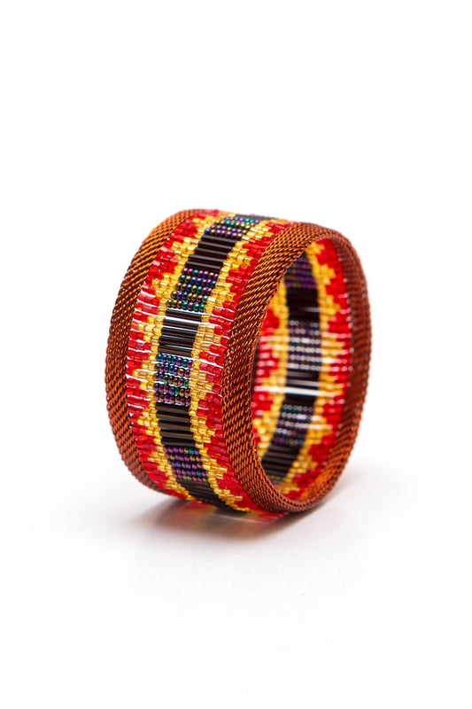 Zulu copper cuff wide, black, gold and red