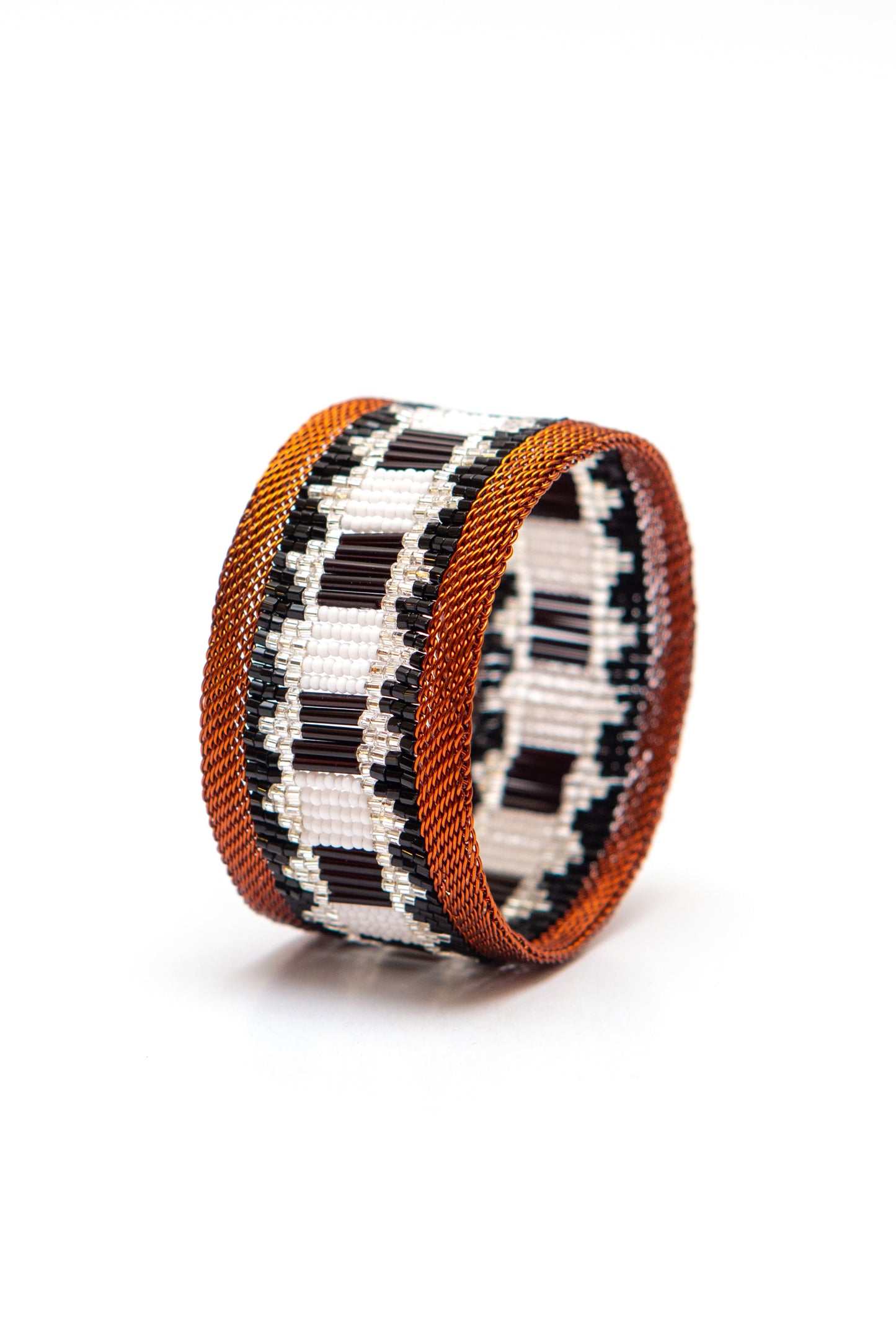 Zulu copper cuff wide, black, white and silver